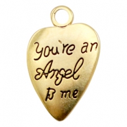 Breloques en m&eacute;tal TQ c&oelig;ur "you're an angel to me" dor&eacute; (sans nickel)