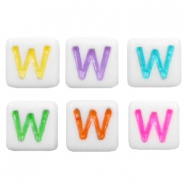 Perles acryliques alphabet lettre W multicolore-blanc