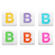 Perles acryliques alphabet lettre B multicolore-blanc
