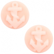 Cabochon basique camée 20mm ancre rose clair-blanc cassé