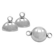 Appr&ecirc;ts en acier inox fermoir aimant&eacute; balle 10mm Argent&eacute; antique