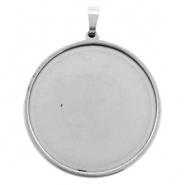 Sertis en acier inox pour cabochon 35mm argent&eacute; antique