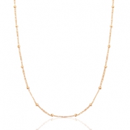 Colliers en acier inox petites boules Dor&eacute; rose