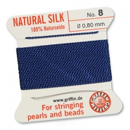 Griffin bead cord natural silk Ø0.8mm Bleu foncé