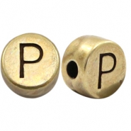 Perles alphabet en métal DQ lettre P bronze antique (sans nickel)
