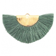 Pendentifs pompon Dor&eacute;-vert arm&eacute;e
