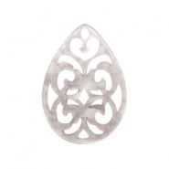 Pendentifs en r&eacute;sine goutte baroque 38x27mm Gris sable