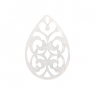 Pendentifs en r&eacute;sine goutte baroque 38x27mm Blanc vif