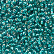 Perles de rocailles Miyuki 11/0 Silverlined transparent dark teal green 11-30