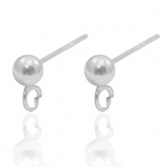 Argent 925 apprêts boucles d'oreilles puces avec anneau Argent