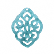 Pendentifs en r&eacute;sine losange baroque Bleu atoll