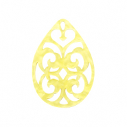 Pendentifs en r&eacute;sine goutte baroque Jaune soleil