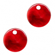 Pendentifs en r&eacute;sine rond 12mm Rouge cerise
