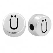 Perles lettres en métal DQ Ü Argenté antique (sans nickel)