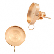 Boucles d'oreilles Polaris Steel (Inox) avec serti pour cabochon 7mm/Swarovski SS34 (avec anneau vertical) Doré rosé