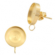 Boucles d'oreilles Polaris Steel (Inox) avec serti pour cabochon 12mm (avec anneau vertical) Doré