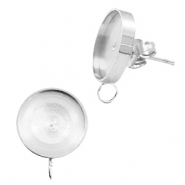 Boucles d'oreilles Polaris Steel (Inox) avec serti pour cabochon 7mm/Swarovski SS34 (avec anneau vertical) Argenté