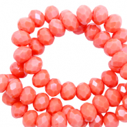 Perles à facettes 3x4mm disque Rouge corail-pearl shine coating