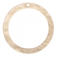Pendentifs en r&eacute;sine rond 35mm&nbsp; Beige semoule clair