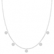 Colliers en acier inox m&eacute;daillons ronds Argent&eacute;