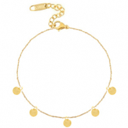 Cha&icirc;nes de cheville en acier inox m&eacute;daillons ronds Dor&eacute;