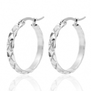 Boucles d'oreilles en acier inox cr&eacute;oles 25mm Argent&eacute;