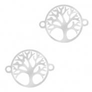 Breloques en acier inox connecteur arbre de vie 13mm Argent&eacute;