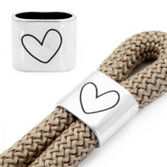 Poussoirs en métal DQ "HEART" Argenté antique (sans nickel)