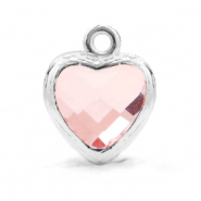 Pendentifs en verre Crystal Glass cœur Rose clair-argenté
