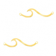 Breloques en acier inox connecteur vague Dor&eacute;