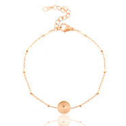 Bracelets en acier Polaris (Inox) avec serti pour cabochon 7mm / Swarovski SS34 petites boules Doré rosé
