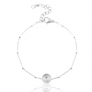 Bracelets en acier Polaris (Inox) avec serti pour cabochon 7mm / Swarovski SS34 petites boules Argenté