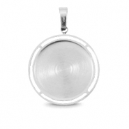 Breloques en acier Polaris (Inox) avec serti pour cabochon 20mm Argenté