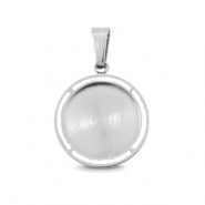 Breloques en acier Polaris (Inox) avec serti pour cabochon 12mm Argenté