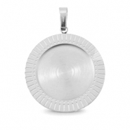 Breloques en acier Polaris (Inox) avec serti pour cabochon 20mm Argenté