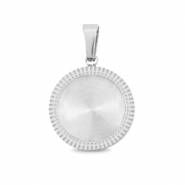 Breloques en acier Polaris (Inox) avec serti pour cabochon 12mm Argenté