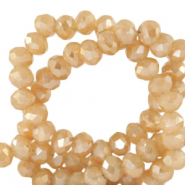Perles à facettes 4x3mm disque Beige pêche-pearl shine coating