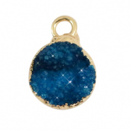 Pierres naturelles pendentifs 10mm Bleu galaxy-dor&eacute;