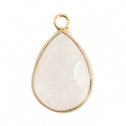 Pierres naturelles pendentifs Quartz Laiteux goutte Cristal blanc-dor&eacute;