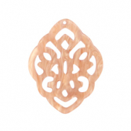 Pendentifs en r&eacute;sine losange baroque Rose p&ecirc;che