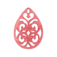 Pendentifs en r&eacute;sine goutte baroque 38x27mm Rose pigeon fruit