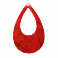 Pendentifs en r&eacute;sine goutte 57x36mm Rouge piment