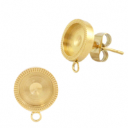Boucles d'oreilles en acier Polaris (inox) avec serti pour cabochon 7mm (avec anneau) Doré