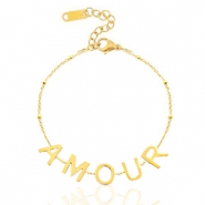 Bracelets en acier inox "amour" Dor&eacute;