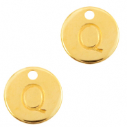 Breloques en m&eacute;tal DQ lettre Q Dor&eacute; (sans nickel)