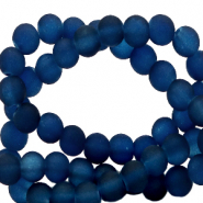 Perles en verre 4 mm mat Bleu profond