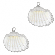 Perles coquillage specials Coque Argenté-Blanc