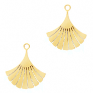 Breloques en acier inox feuille Ginkgo Dor&eacute;