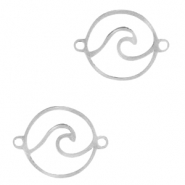 Breloques en acier inox connecteur vagues Argenté