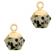 Pierres naturelles pendentifs Jaspe Dalmatien hexagone Greige-dor&eacute;